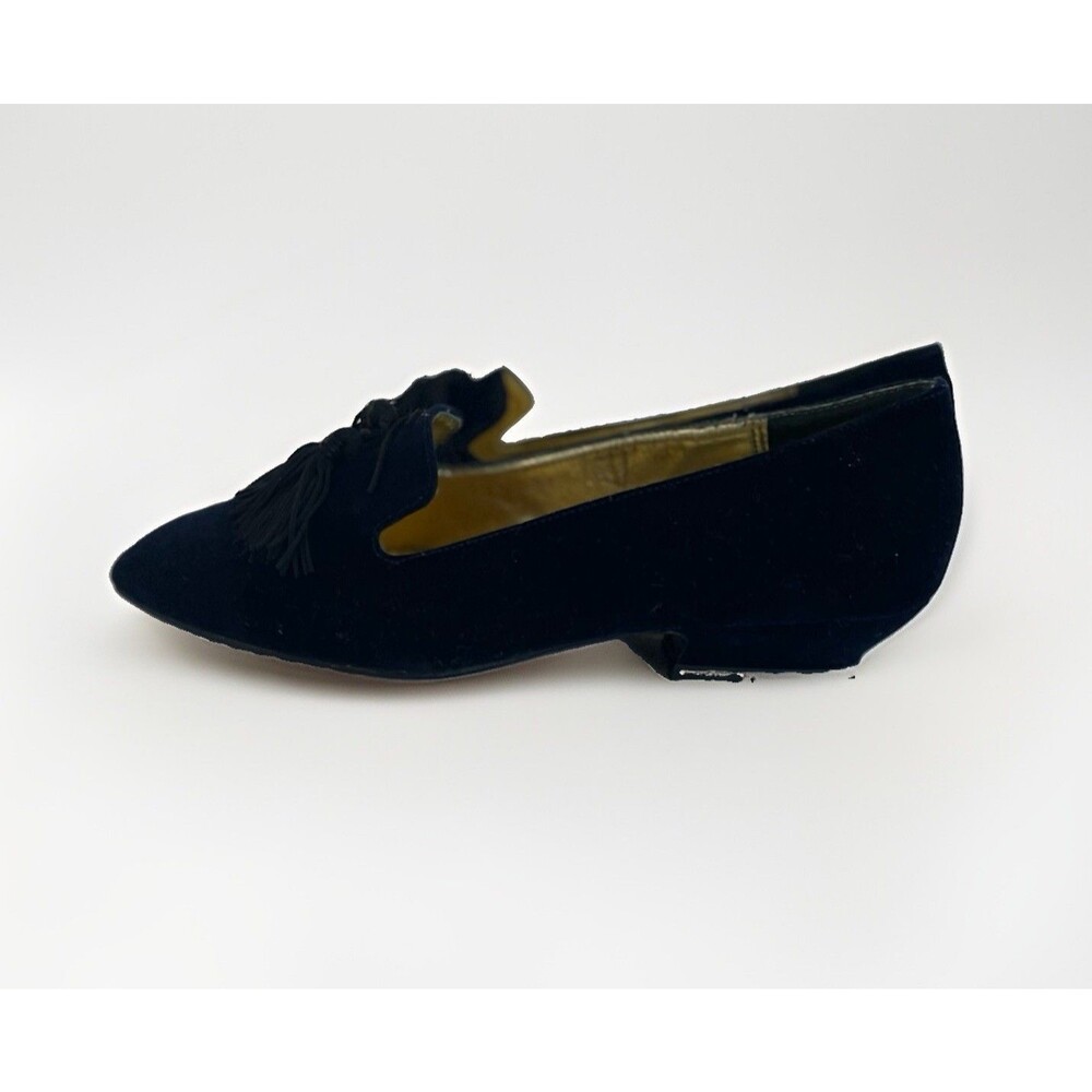 Nina Royal Blue Crushed Velvet Slip On Tassels Flats Vintage Shoes Size 5M